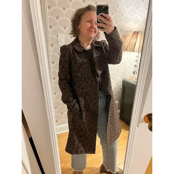 Rebecca Taylor Leopard Print Coat Small - Picture 9 of 9